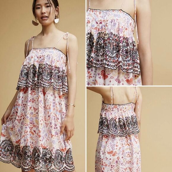 Antik Batik Samsa Embroidered Sundress Pink, White Size S - Picture 12 of 12